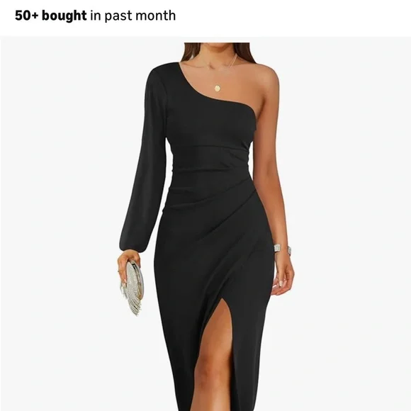 Sophisticated One-Shoulder Black Dress - Picture 1 of 3